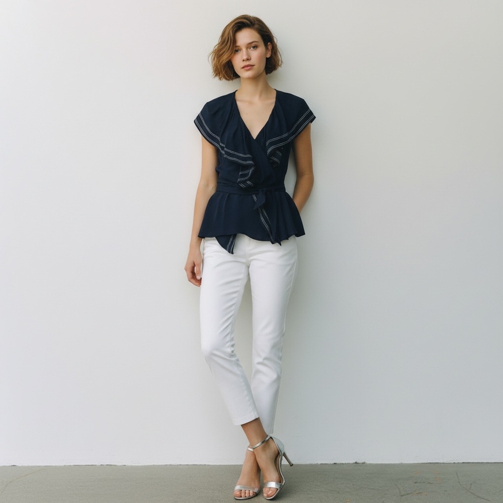 Tory Burch Adelia Wrap Top Size 4‎